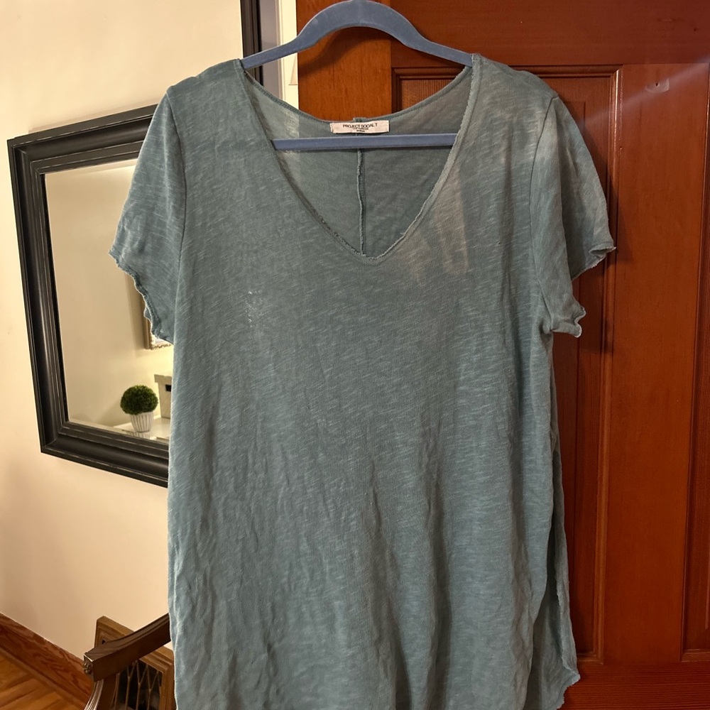 CLOSEOUT - Project Social T V-Neck Top in Blue